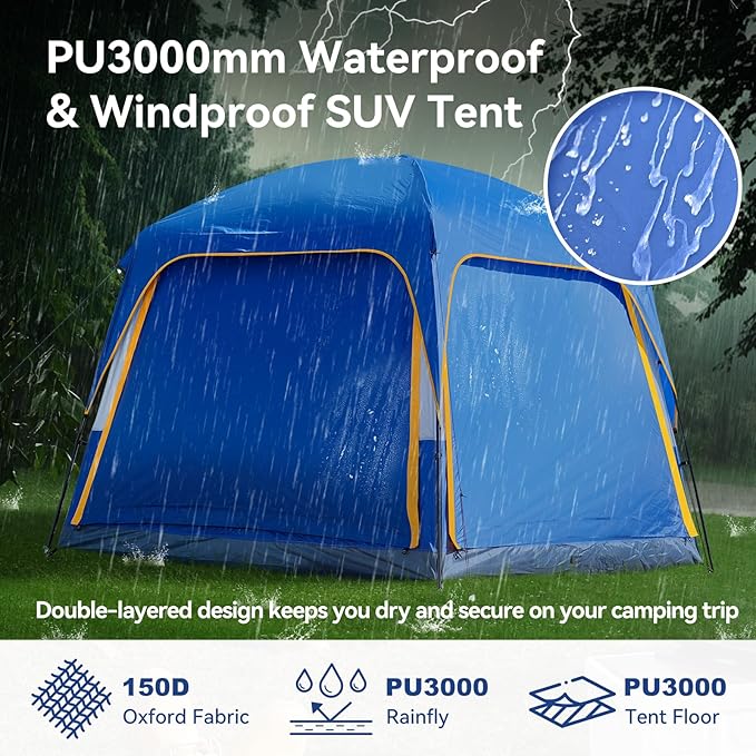 SUV Tent for Camping SUV Camping Tent with Awnings Waterproof Blow Up Tent Easy Setup Car Truck Camping Tent