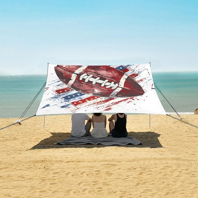 Camping Sun Shelters American Football with Flag Colours Beach Canopy 126 * 110.2in