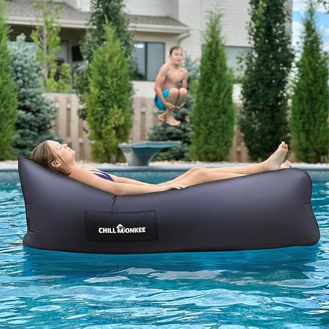 Portable Inflatable Lounger for Beach &amp Camping – Self-Inflating Air Couch Beach Sofa and Outdoor Lounge Chair for Relaxation and Comfort
