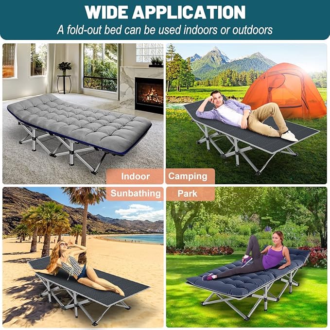 Barbella Folding Camping Cot Folding Cot Camping Cots for Adults Portable Sleeping Cot with Mattress Foldable Outdoor Bed Camp Cots Guest Bed with Carry Bag for Home Office &amp Outdoor Use