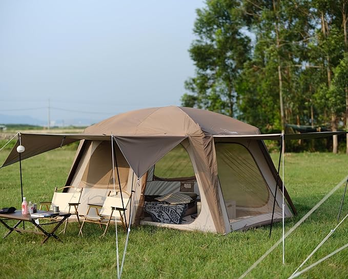 Vidalido 4-6 Person Camping Tent with 3 Door 2 Room Large Family Cabin Tents Double Layer Waterproof Portable Glamping Tent Big Tents for Outdoor Camping Hiking and Backpacking