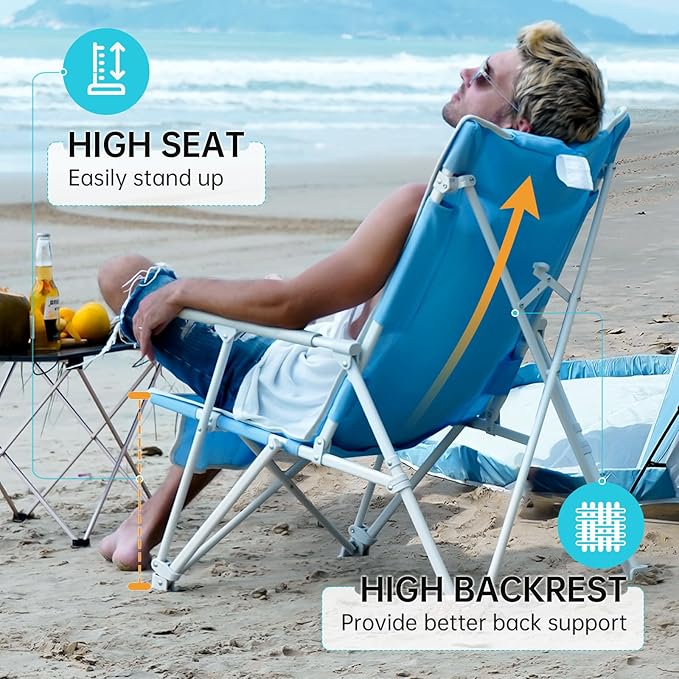 #WEJOY Folding Webbed Lawn Beach Chair - Heavy Duty Portable Outdoor Chair with Hard Armrest for CampingGardenConcertsFestivals and Sand Picnic BBQ265 LBS
