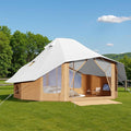 SPECRAFT Canvas Bell Yurt Tents &amp Inflatable Tent for Camping Waterproof Glamping Tent with Stove Jack Breathable Mesh Snowproofing Spacious 4-Season Family Shelter for Outdoor Camping Partie