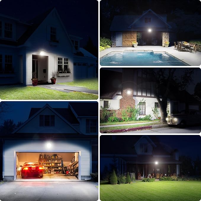 intelamp Solar Flood Lights Outdoor Waterproof 20000mAh 2000LM Floodlight Exterior with Remote 16.4 FT Cable 2-12H Timer Dusk to Dawn Security Spots Lighting Outside for Garden Pathway