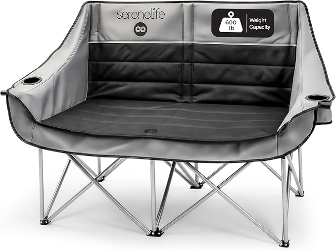 Camping Loveseat for Couples Friends &amp Families Double Camping Chair Foldable Two Person Camping Chair for Campfire Nights Tailgating Fun Beach Escapes RV Road Trips &amp Cozy Backyard Comf