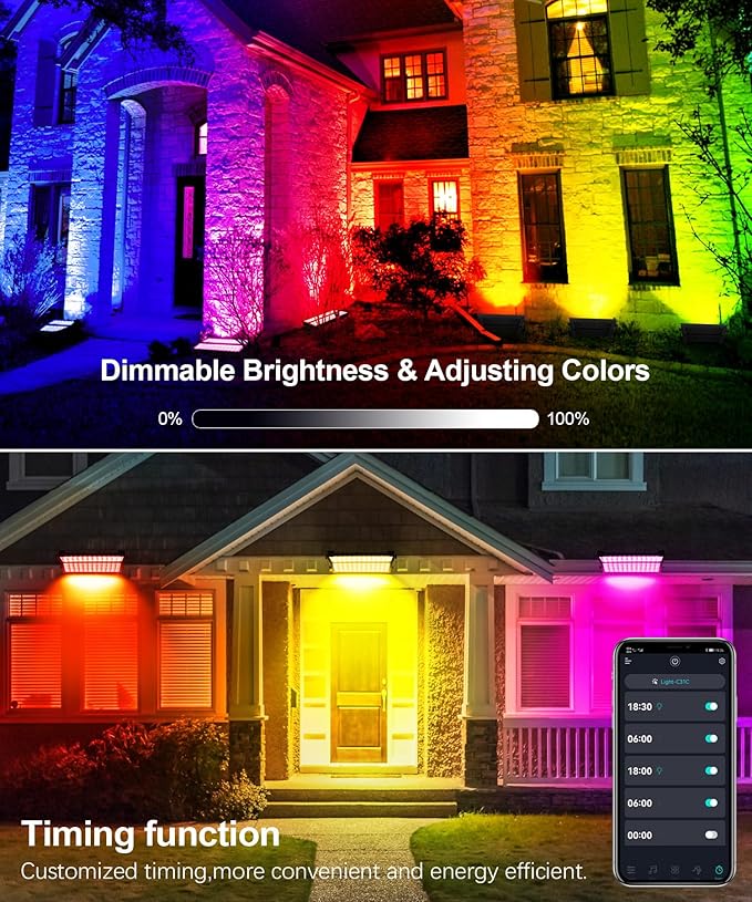 120W LED Stage Wash Light Bar 2 Pack RGBCW IP66 Waterproof RGB Color Changing DJ Light Bar with Remote and APP Control Smart Flood Lights for Outdoor Halloween Party Event Uplighting Wall Wash