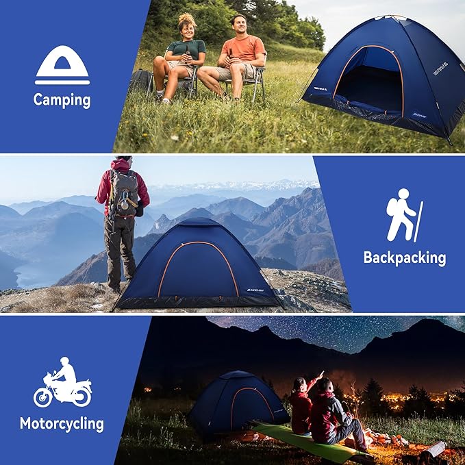 1/2/3/4 Person Tents Waterproof&ampWindproof Family Tents Camping-TentLightweight Portable Pop Up Tent for CampingHikingMountaineering or Beach Easy to Set Up Adventures Carry Bag