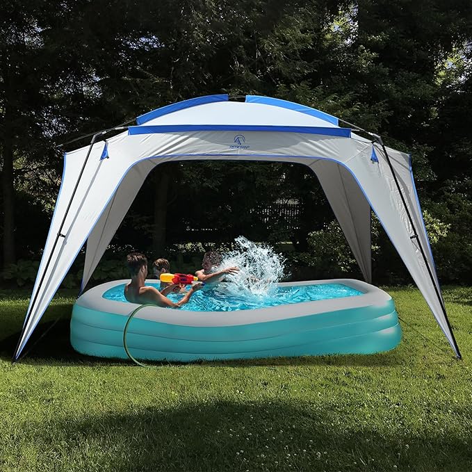 REDCAMP 6-8 Person Beach Canopy Tent with Side Wall 10ft Cabana Beach Tent with Ground Pegs and Carry Bag Sun Shelter Rainproof Waterproof for Camping Backyard Fishing Parties Picnics