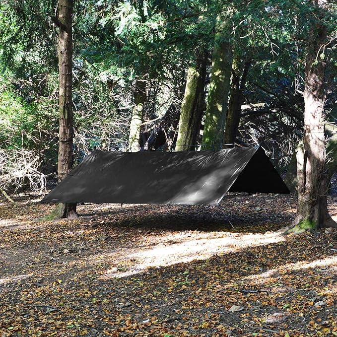 DD Hammocks - DD Tarp 3x3 - Jet Black (10ft x 10ft) - 100% Waterproof - Lightweight &amp Multifunctional Stealth Rainfly Tarp Tent Shelter for Bushcraft &amp Camping