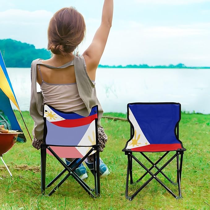 DOMIKING Philippines Flag Kids' Portable Camping Chairs for Outdoor Beach Chairs with Carry Bag Folding Chair for Garden Events Beach