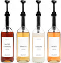 Demi's Home 25.4 oz 750 ml Glass Coffee Syrup Dispenser for Coffee Bar - 4 Pack - Comprehensive Label Set &amp ¼ oz Pumps Included