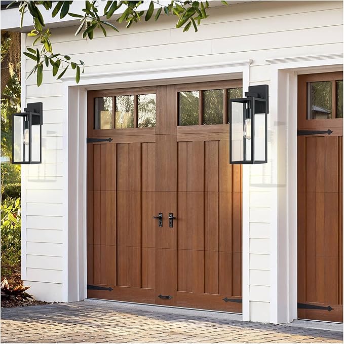 2 Pack Large Outdoor Sconce Lights18 Inch Outdoor Wall Lantern LightExterior Sconce Metal and Glass Large Porch Light Black Outdoor Lanterns for Front Porch Garage Balcony