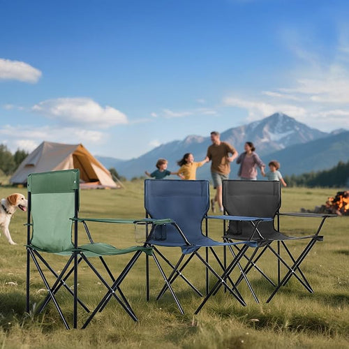 2 Pack Folding Camping Chairs for Adults Foldable Portable Beach Chairs with Carry Bag &amp Cup Holder Compact Design for Camping Beach Picnics and Fishing Supports 300LBS（Dark Green）