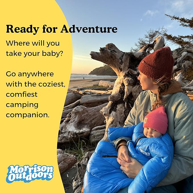 Morrison Outdoors Little Mo 40° Baby Sleeping Bag (6-18 Months) The Camping Sleeping Bag for Babies and Toddlers with Adjustable Open-and-Close Cuffs and Thick Lofty Insulation.