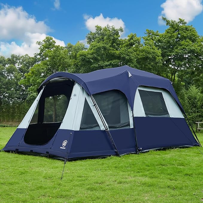 EVER ADVANCED 10 Person Camping Blackout Design Tent Multi Room Tent for Family Large Tents with Rainfly and Carry Bag 2 Doors Water-Resistant 14ft x 10ft x 84in