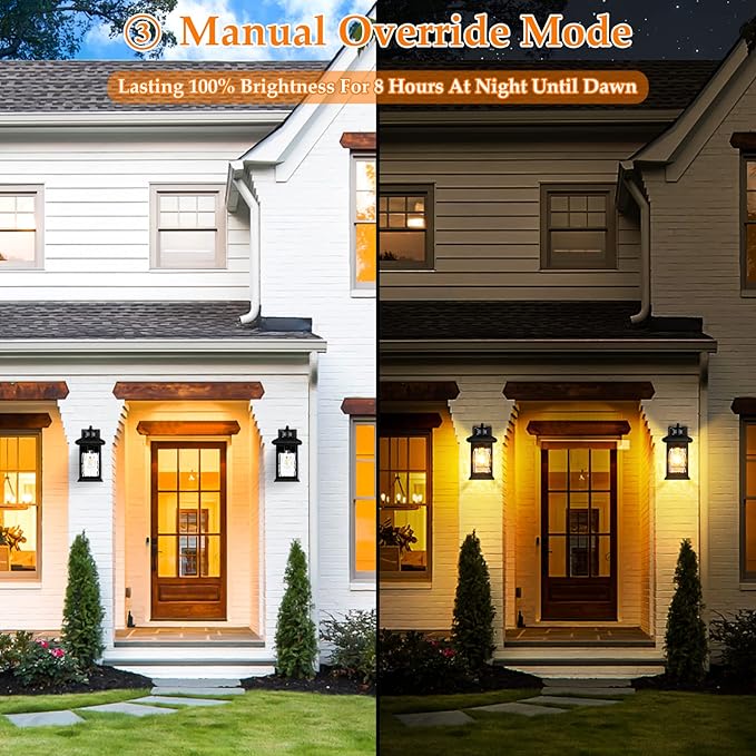 Motion Sensor Outdoor Wall Lantern Updated Dusk to Dawn Outdoor Lighting Exterior Light Fixtures Black Porch Lights &amp Outside Wall Sconces with Water Rippled Glass for Patio Garage Entryway Hou
