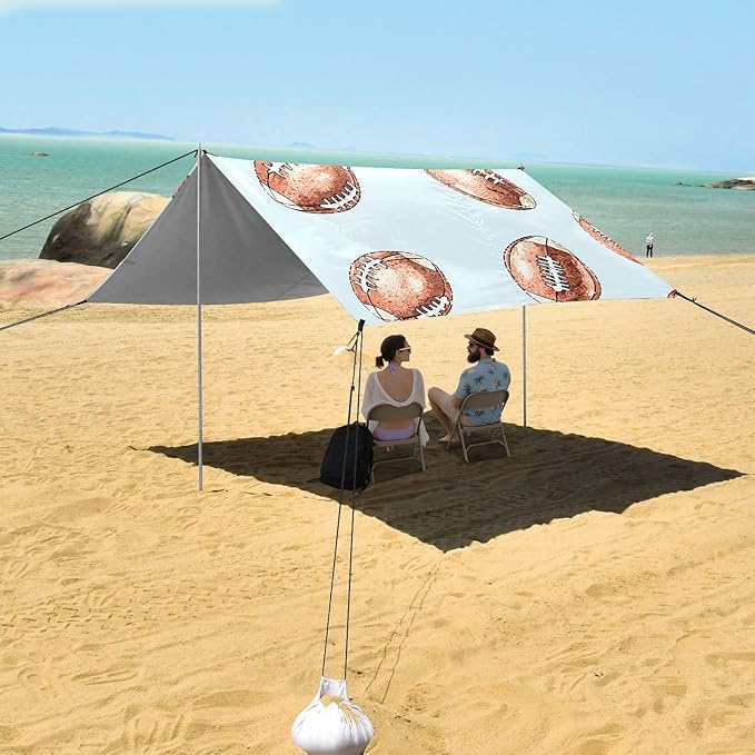 Rugby Pattern (12) Camping Sun Shelter Beach Tent Portable Beach Sun Shade Outdoor Canopy for Camping Trips Fishing Picnic