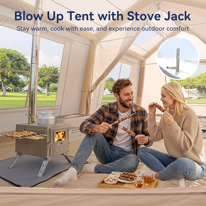 Inflatable Blow Up Tents for CampingWaterproof Oxford Hot Tent with Manual PumpSpacious Easy Setup Inflatable Camping Air Tent for Family Glamping