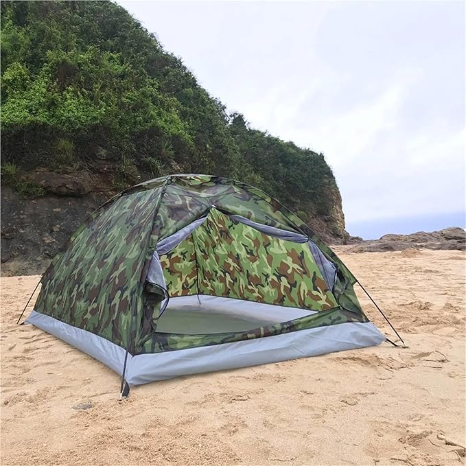 2-Person Single-Layer Camouflage Camping Tent – Portable Outdoor Tent for Summer Camping &amp Travel