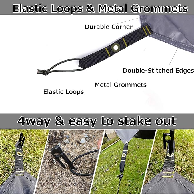 Farfly Tent Footprint Waterproof PU 3000 Easy Set up Heavy Duty Ultralight Tent Footprint for CampingHiking Backpacking Hammock Beach Grey