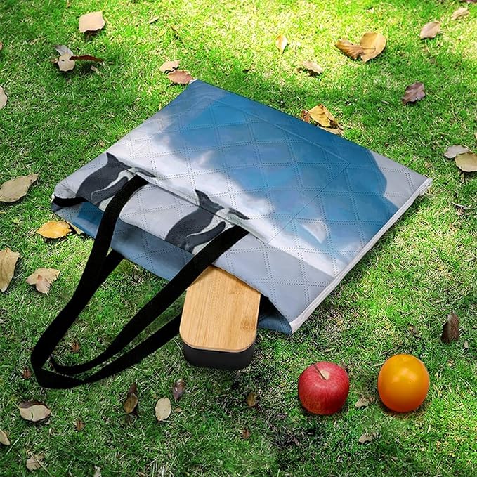 Zipper Penguins On The Iceberg Style Picnic Mat Suitable for Travel Camping Park Or Home Use