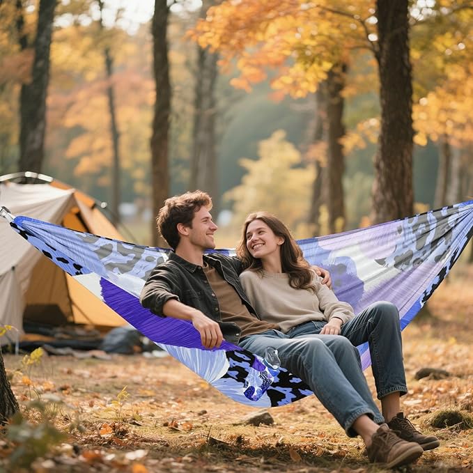 OTVEE Camping Hammock Heart Charm Print Portable Hammocks 500lb Upgraded Thickened Durable Single Hammocks with Tree Straps &amp Travel Bag for Camping Outdoor Indoor Patio Backyard