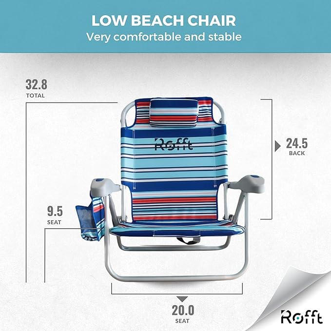 Beach Chair 6 Positions Backpack Beach Chairs for Adults Reclining and Folding Heavy Duty Backpack Straps Best Beach Chair Lay Flat Lightweight