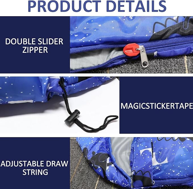 Kids Sleeping Bags - Camping Sleeping Bags with Carry Bag - Compact Sleeping Bag for Hiking Backpacking 3 Season Warm &amp Cool Weather Lightweight Waterproof Outdoor Travel for Boys Girls