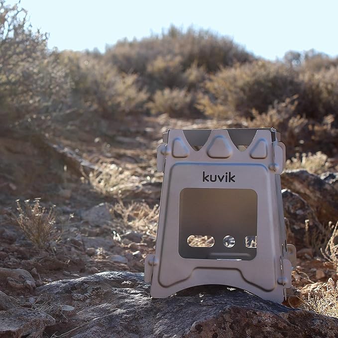 Kuvik Titanium Wood Stove - Ultralight and Compact Stove for Backpacking Camping and Survival