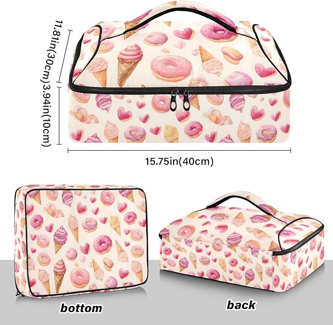 Casserole Carrier Watercolor Pink Pastel WhimsicalInsulated Casserole Carrier for Hot or Cold Food Thermal Lunch Tote for Potluck Parties Picnic Beach Fits 9 x 13 Inches Baking Dish
