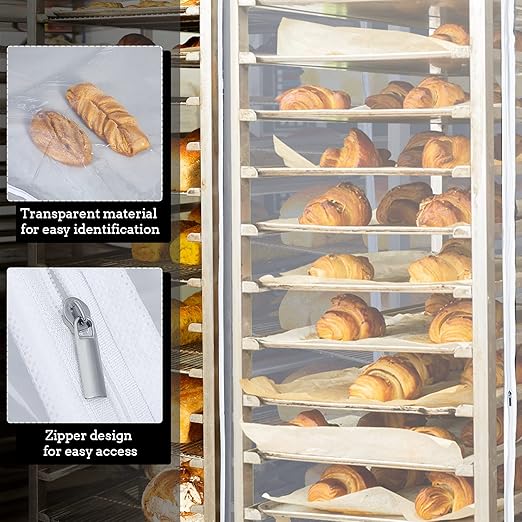 Riakrum 2 Pcs 2 Pcs Bun Pan Rack Cover Bakers Rack Cover 20 Tier Sheet for Home Kitchen Restaurant Bakery 28 L x 23 W x 61 H Clear