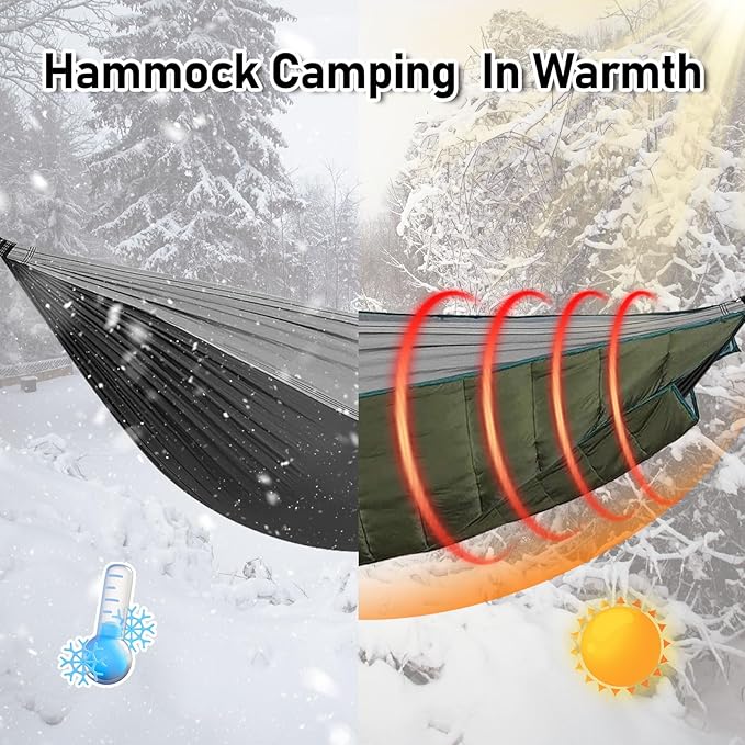 AYAMAYA Single &amp Double Hammock Underquilt Full Length Big Size Under Quilts for Hammocks Camping Backpacking Essential Winter Cold Weather Warm UQ Blanket Bottom Insulation