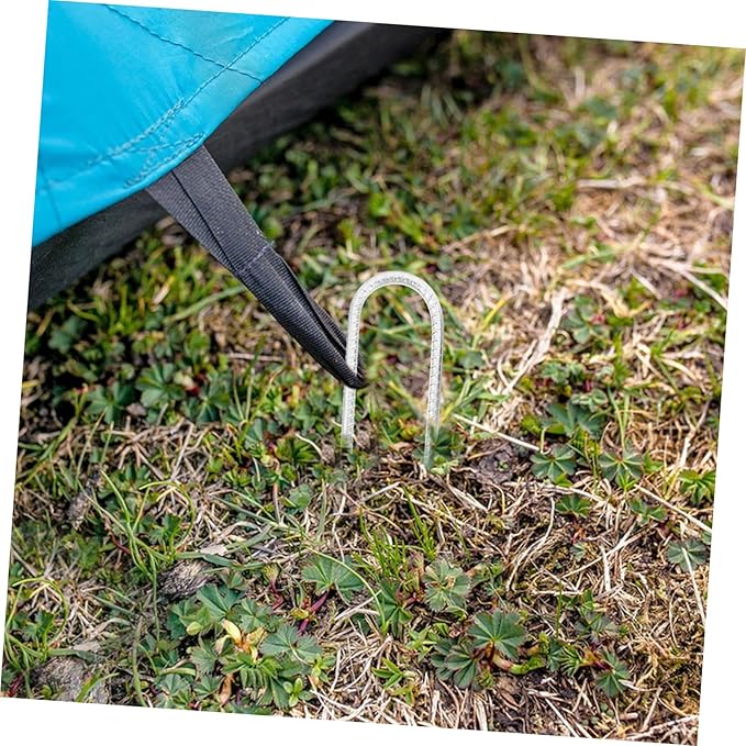 4Pcs Heavy Duty U Shaped Garden Stakes Lawn Fixing Nails for Tents Tarps and Durable Ground Anchors for Landscape and Outdoor Use