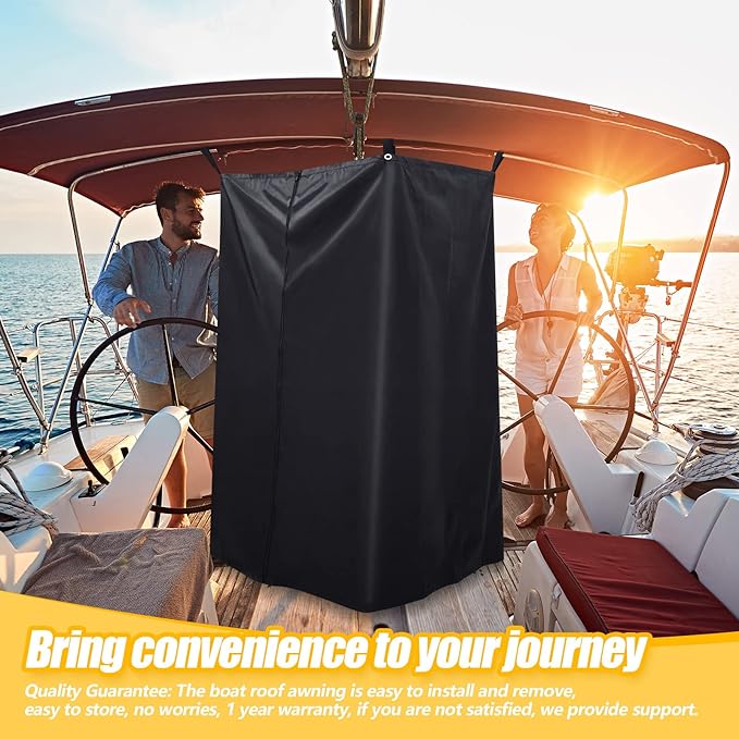 Boats Privacy Curtain Changing Room with Bag Portable Privacy Tent Easy Up Pontoon Enclosure Partition for Pontoons Boat Hanging Tent 27 W x 30 D x 72 H(Black)