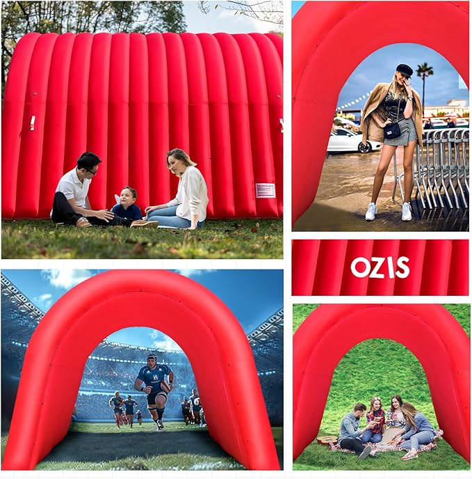 OZIS 16Ft Inflatable Tunnel Entrance Sports with Installed Blower Inflatable Football Tunnel Tent Entryway for Business Advertising Event Exhibition Promotion(Red16x10x10Ft)