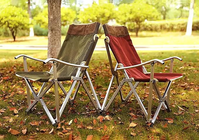 Portable Folding Camping Chair Lightweight Aluminum Frame Oxford Cloth Seat Compact with Carry Bag for Beach Picnic Fishing Hiking Outdoor Travel red