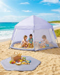 Portable Large Pop Up Kids Indoor Outdoor Tent with Canopy UV CoverThick Removable Floor for Sleeping Or Beach Shelter (Lilac)