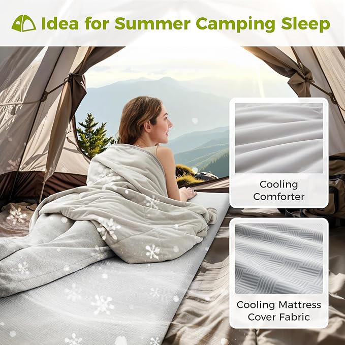 Cooling Foam Camping Mattress for Hot SleeperWaterproof Sleeping Pad with Carry BagRoll Up Cot Mattress Topper for Summer Camping BedHikingCarPortable(75 x 30 x 2 inches)