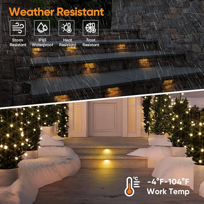 8-Pack 12 Inch 5CCT Retaining Wall Lights 4W LED Hardscape Lighting LED Landscape Lighting 12V-15V Low Voltage Outdoor Step Lights Paver Lights 2200K/2700K/3000K/4000K/5000K Selectable ETL