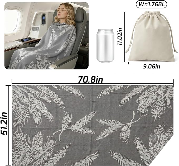 Travel Blanket Airplane - Ultra Soft &amp Lightweight Knit Design Compact Airplane Blanket53x72 InchStylish Travel Shawl Wraps for FlightsOfficeHome UseTravel Essentials &amp Gifts