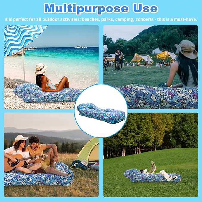 Inflatable Couch Inflatable Lounger Air Sofa | No-Pump Blow Up Couch | Ergonomic Design Air Couches Outdoor for Camping &amp Park &amp Beach Upgrade Your Camping Accessories