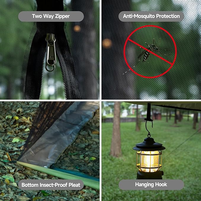 Hammock Screen House with 2 Openings Lightweight Camping Tarp Tent Mosquito Net for Camping Picnics Backyard and Backpacking