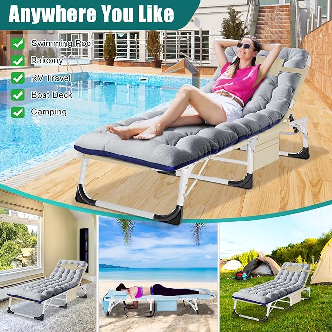 DoCred Folding Camping Cot with Mattress 2 Pack Heavy Duty Folding Cot for Adults Portable Sleeping Cot Bed Adults Outdoor Bed with Carry Bag Travel Camp Cots