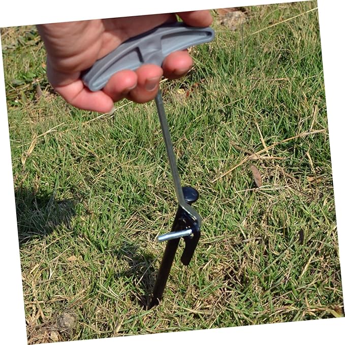SUPVOX 10Pcs Heavy Duty Metal Tent Stakes Camping Ground Pegs with Storage Bag Durable Tarp Spikes for Secure Tent Fixing Easy Pull Out Design