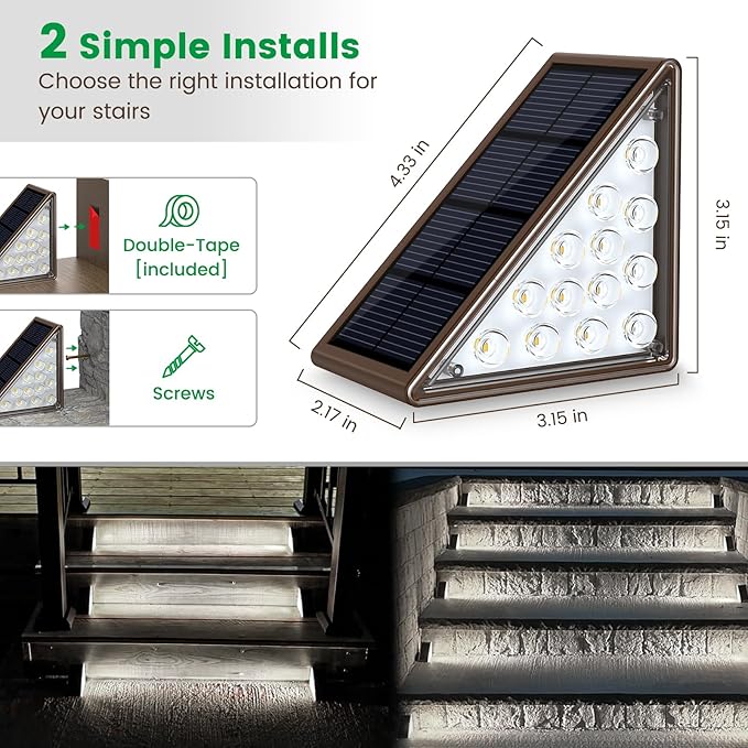 Solar Step Lights for Outside6pack Solar Stair Lights Outdoor Waterproof IP67Outdoor Deck Step LightsSolar Outdoor Lights for StaircasePatioFront Step(Cool Brown)