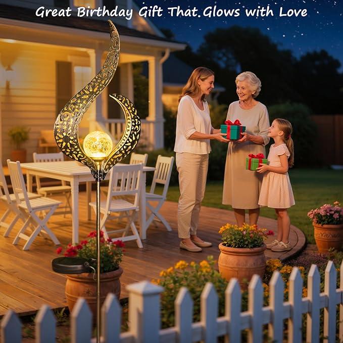 HOMEIMPRO Outdoor Solar Garden Lights Waterproof Gifts for Mom Dad Yard Art Pathway Lawn Ornaments Outdoor DecorBirthday Gifts for Wife Women (Bronze2Pack)