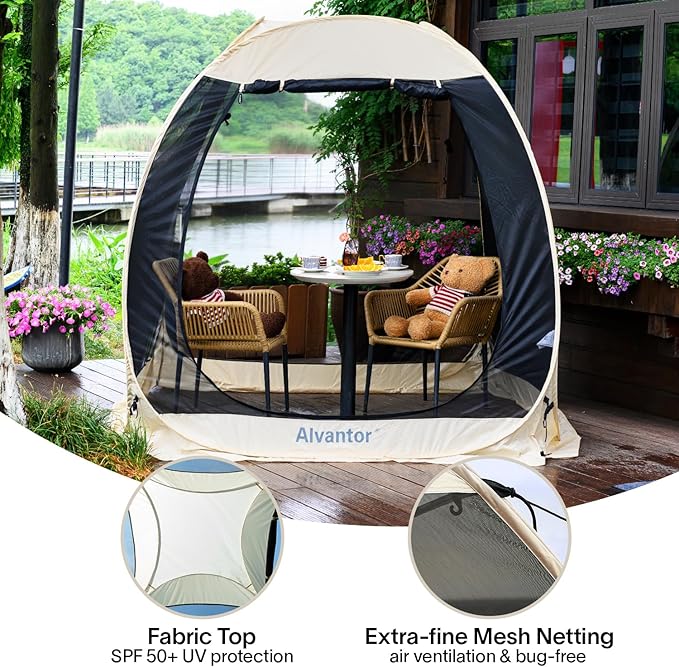 Alvantor Pop Up Screen House Gazebo with Mosquito Netting Instant UV Resistant Sun Shelter for Patio &amp Backyard Portable Canopy Tent for 2-10 Person