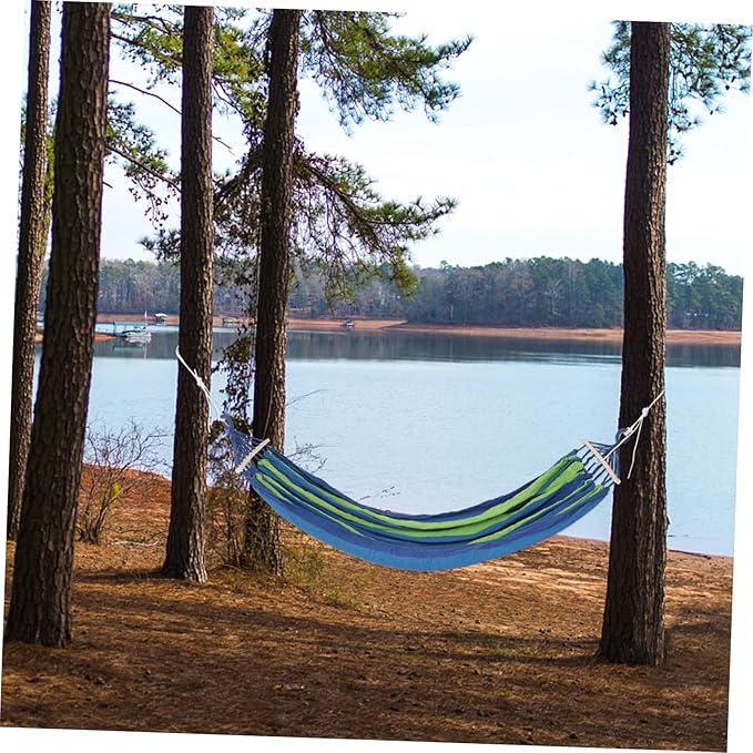 150kg Double Hammock with Sturdy Ties Outdoor Camping Garden Use Comfortable Canvas Design for Relaxation Easy Setup for Travel Hiking