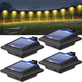 Gutter Lights 40 LED Solar Patio Decor Lights - Deck Fence Wall Backyard Porch Pool Step Lights (4Pack - Black Warm White Light)