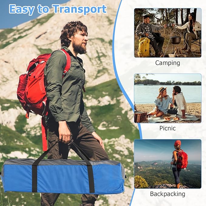 Tangkula 3 Person Camping Tent Portable Backpacking Tent with Removable Rainfly Floor Mat 3 Mesh Walls &amp Zippered Doors Carrying Bag Family Dome Tent for Camping Hiking Traveling